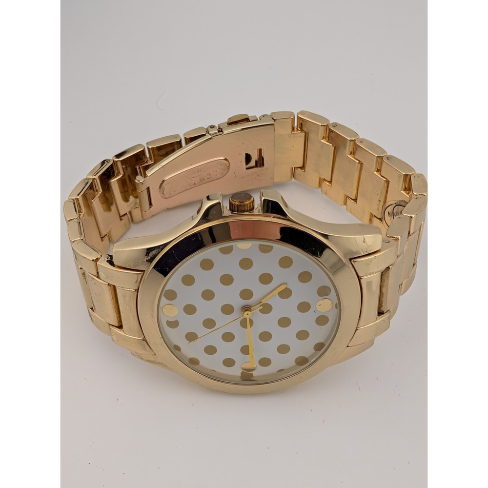 Geneva Polka Dot‎ Watch Women 41mm Case Gold 7.75" Band- New Battery - Picture 3 of 7